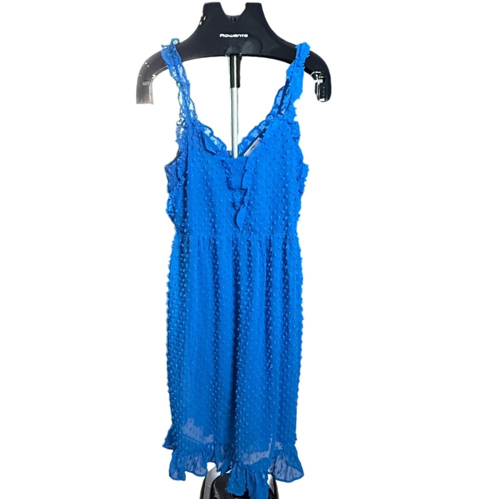 Pigalle Royal Blue Swiss Dot Ruffle Midi Romantic Womens Cottagcore Fairycore M